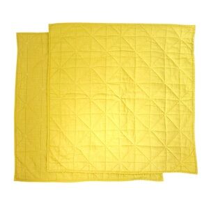 West Elm Two Euro Pillow Shams Quilted Square Horseradish Yellow Green — 26”x26”